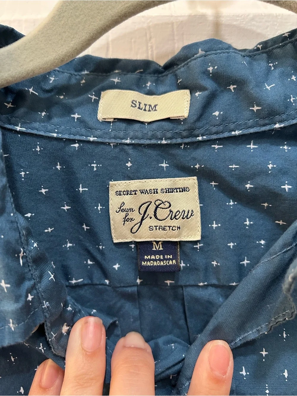 J. Crew Men's Slim Navy Blue Micro Dot Button-Down Shirt
